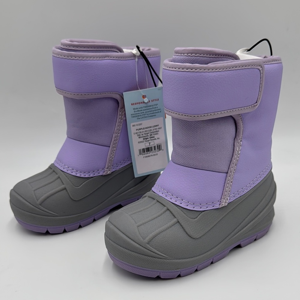 NWT Cat & Jack Purple Winter Boots Toddler Size 7 - Picture 1 of 17
